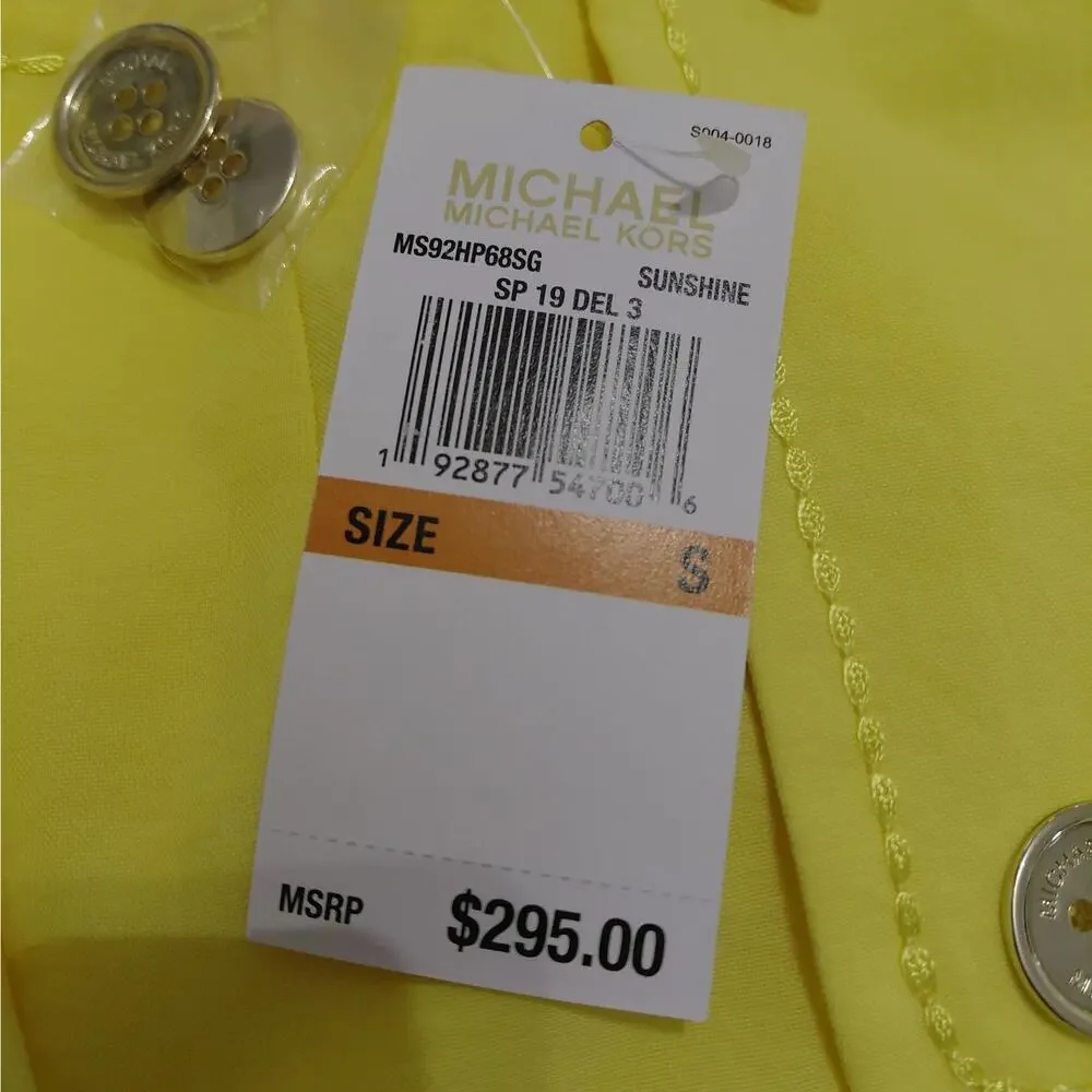 Michael Kors Womens Trench Coat Small Yellow Belted Quiet Luxury Office Chic